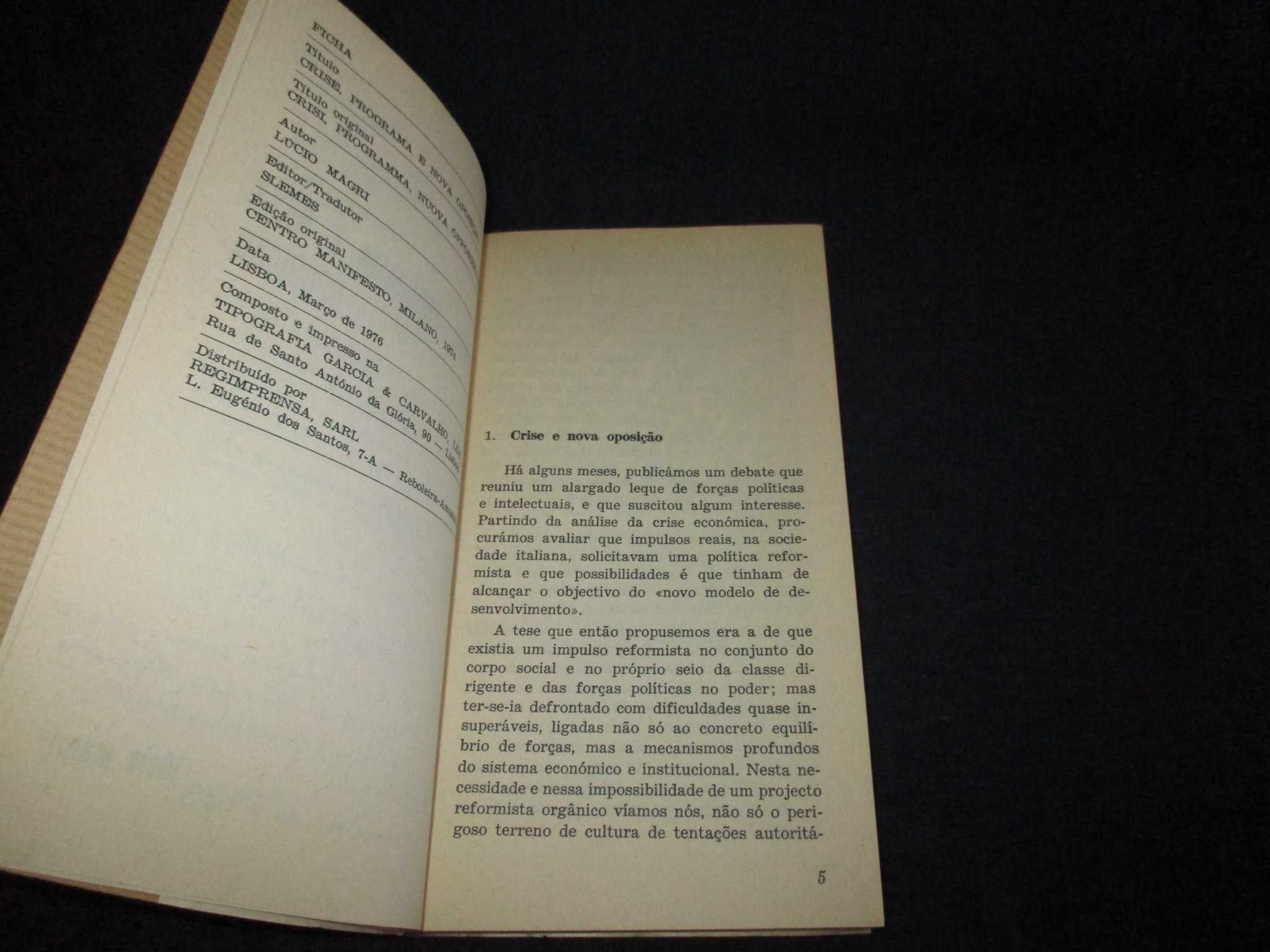 Livro Crise Programa e Nova Oposição Lúcio Magri