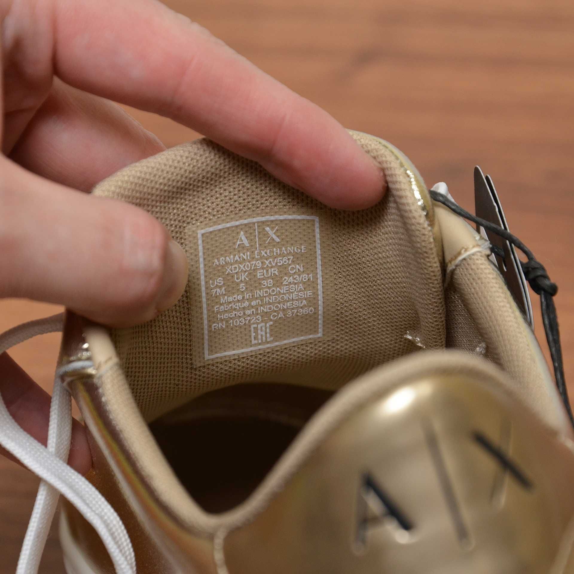 Armani Exchange Gold кеды кроссовки оригинал 38 / 24.5см XDX079-XV567