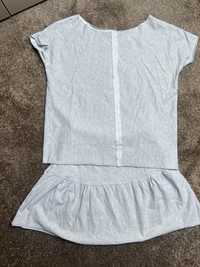 Bawelniany set - spodniczka mini i bluzka oversize - M - szary