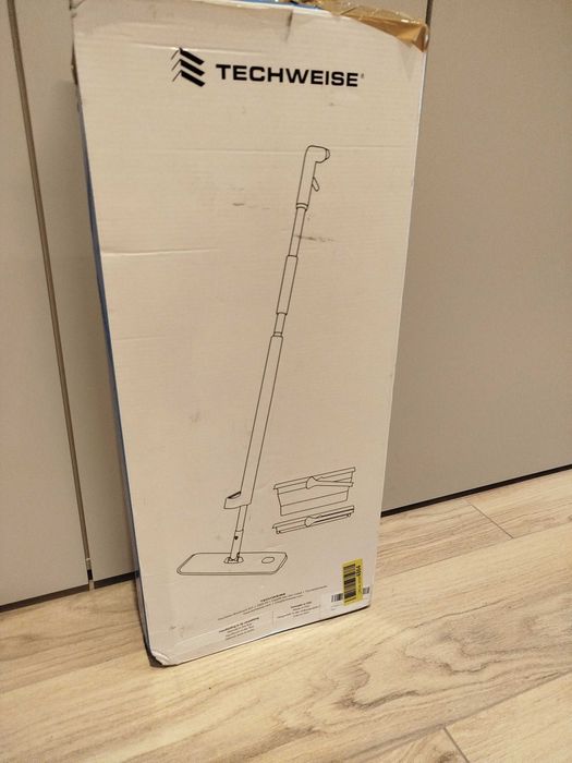 Zestaw mopów TECHWEISE z funkcją spray + składane wiadro + 2 pady nowy