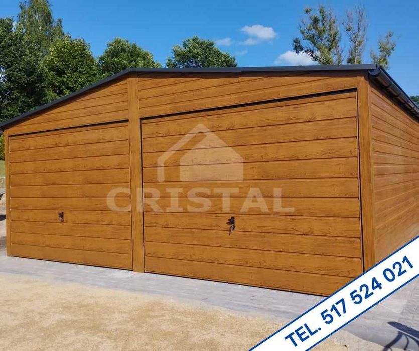 Garaż blaszany, garaż blaszak 6x5,8 ORZECH - 100% PROFIL ZAMKNIĘTY