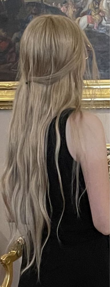 Peruka Naturalna Długie Blond Włosy