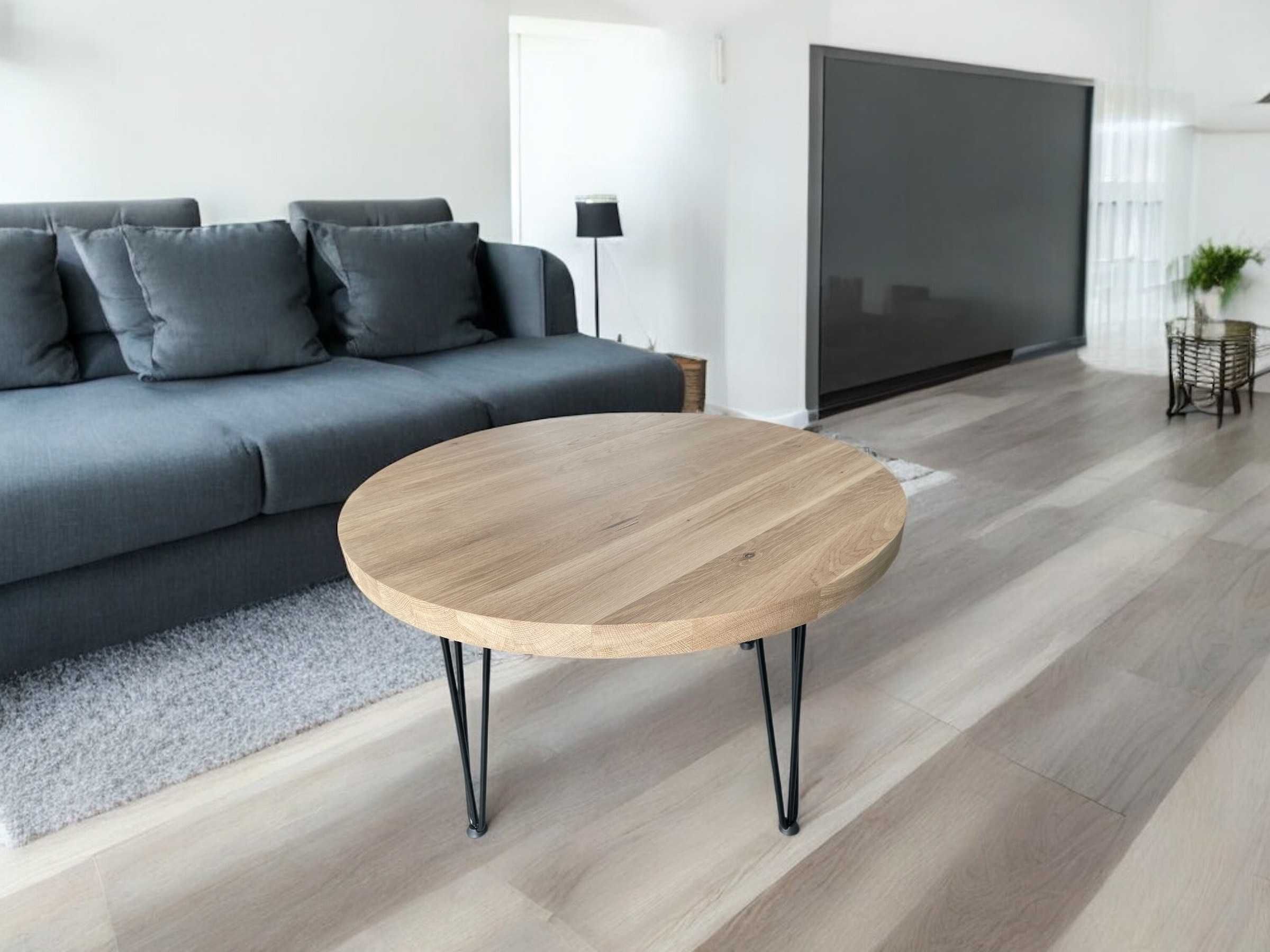 Okrągły stolik kawowy z drewna dębowego średnica 60cm wysoki 75cm