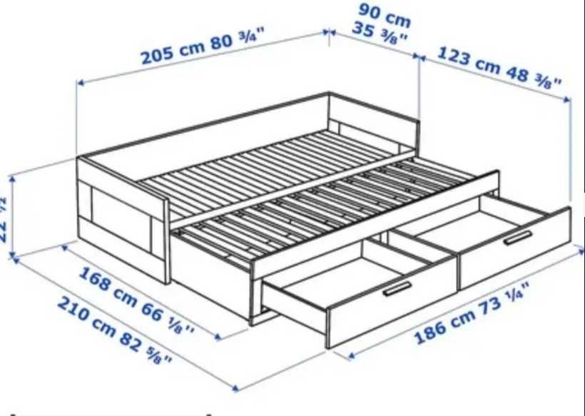Łóżko IKEA BRIMNES [02] + 2 materace MALVIK (80x200/160x200)
