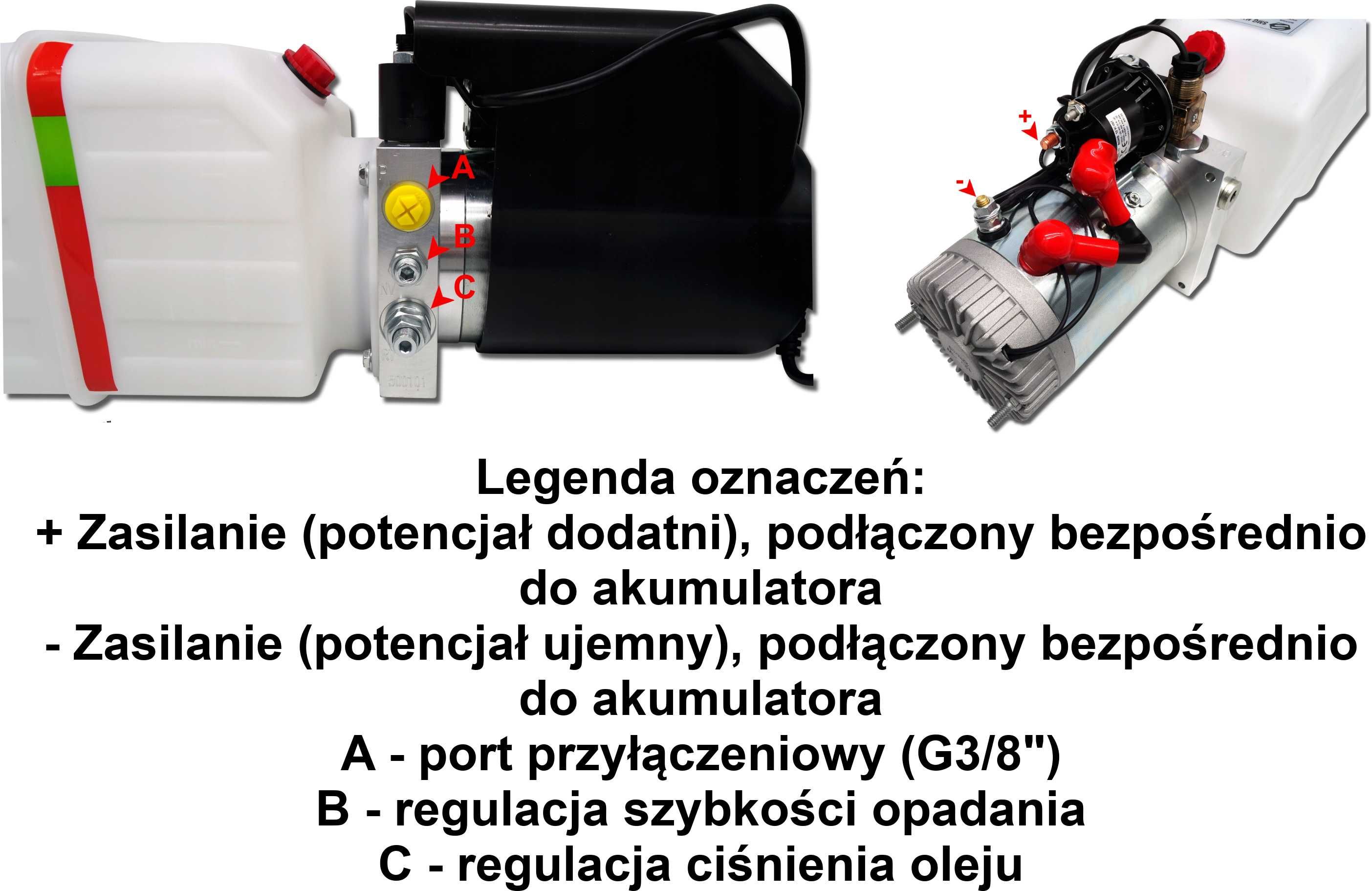 Zestaw Hydrauliczny Siłownik skok 1000 kołyska agregat 12V KPL [7219]