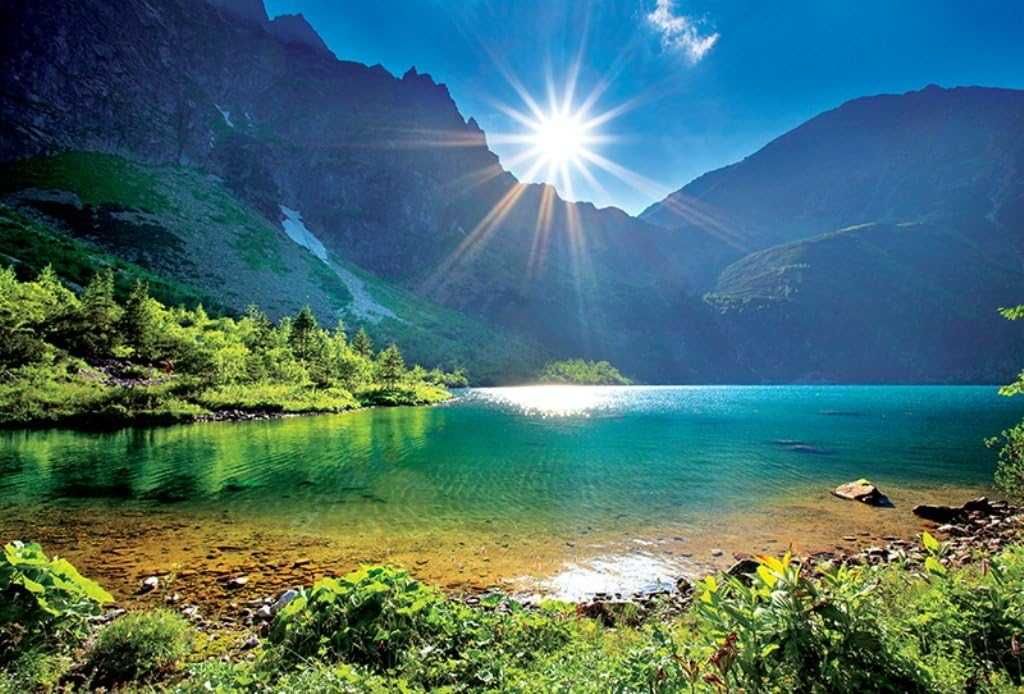 Puzzle Nad Morskim Okiem, Tatry 1000 elementów TREFL 10202 Rama obraz