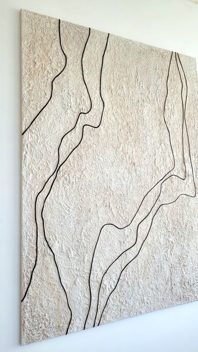 DUŻY Beżowy obraz minimalistyczny 120x160cm