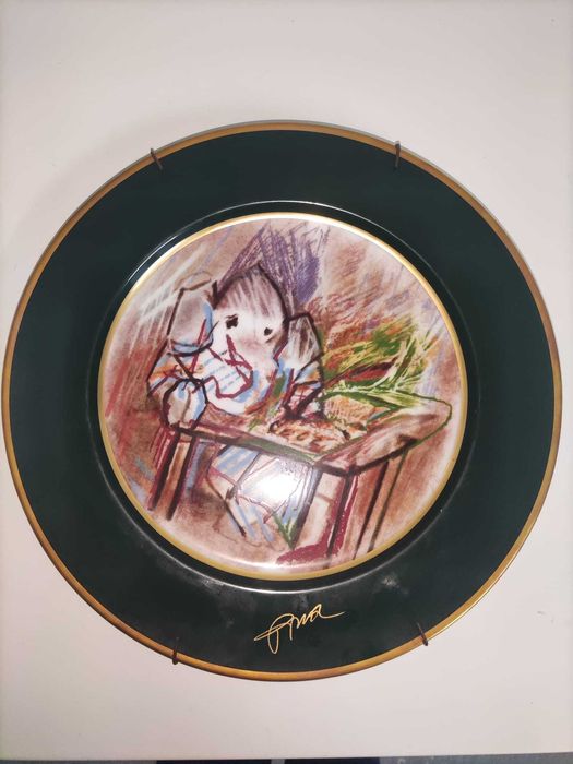 Prato porcelana Julio Pomar O Estudioso