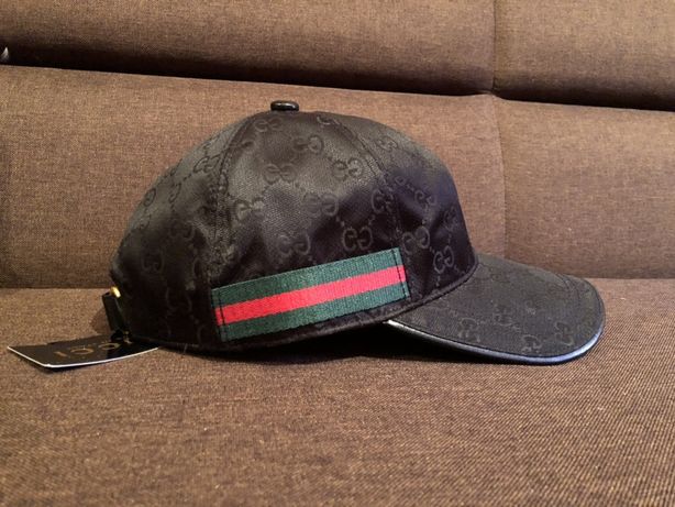 Черная мужская кепка чоловіча кепка Gucci с принтом ORIGINAL GG