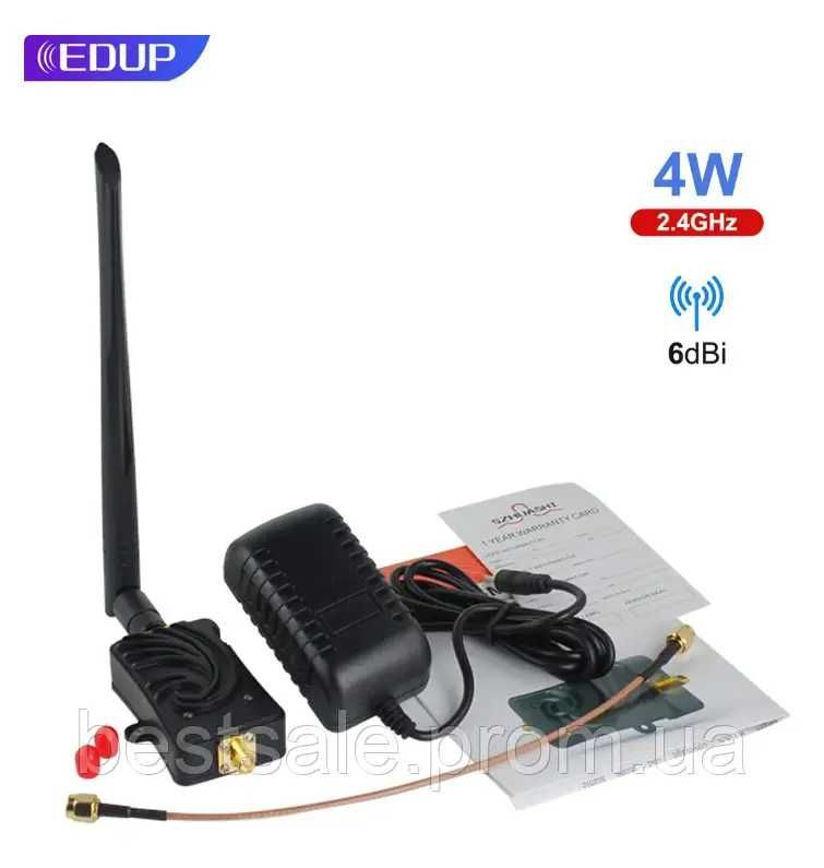 EDUP Підсилювач сигналу Wi-Fi 2.4 ГГц 4 Вт 802.11bgn EDUP