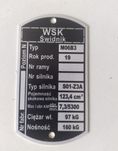 Wsk 125 wsk m06 B3 tabliczka znamionowa Nowa