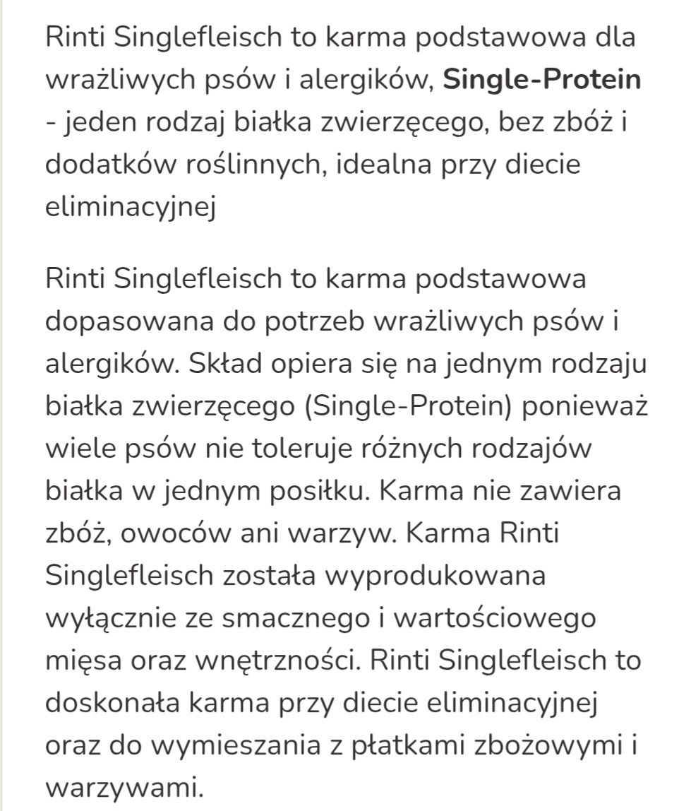 24x400g RINTI Singlefleisch czysty INDYK MONO Protein dla psa 

Wysoki