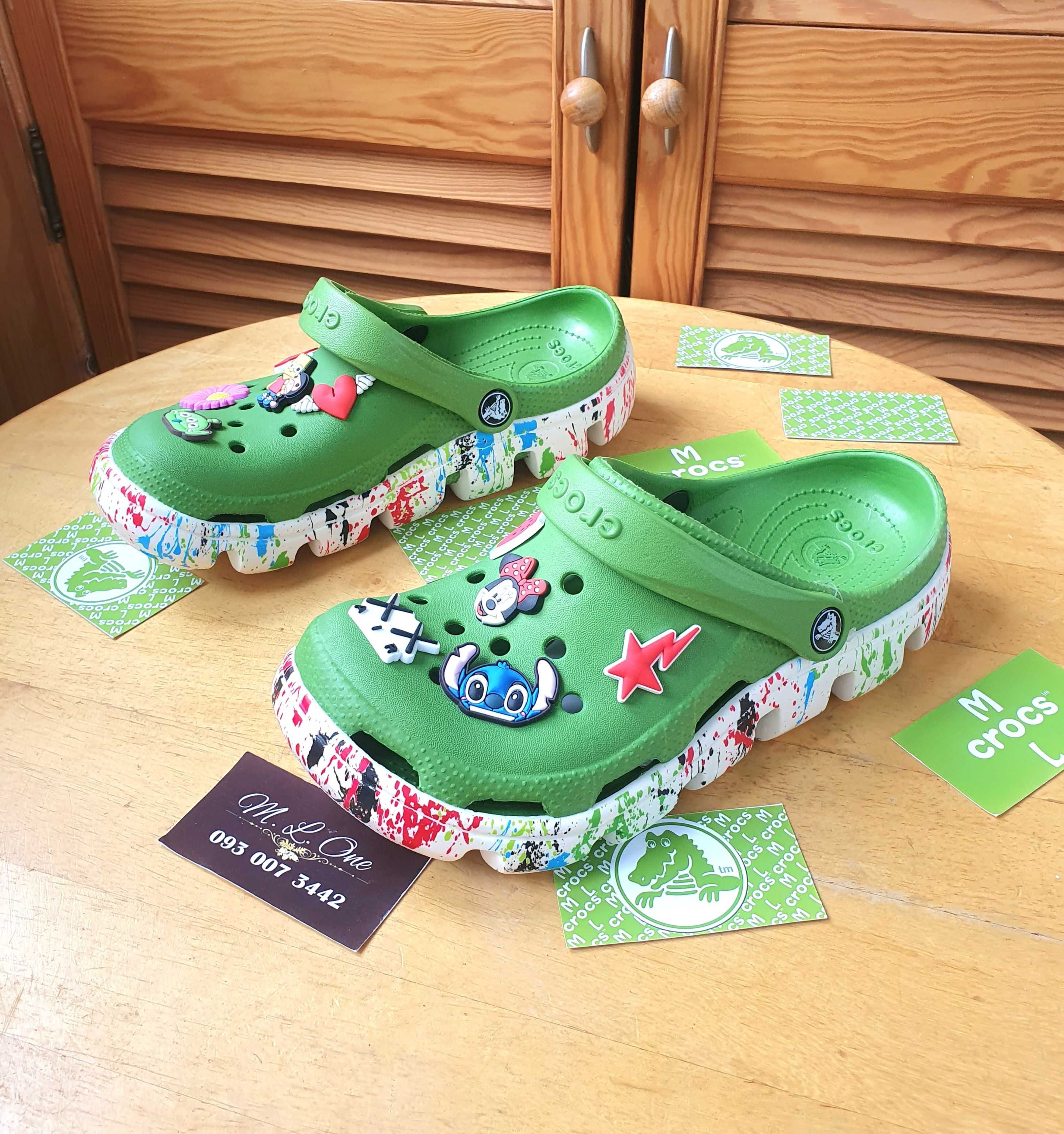 Crocs Duet Sport Clog Original Green кляксы кроксы дует спорт клоги