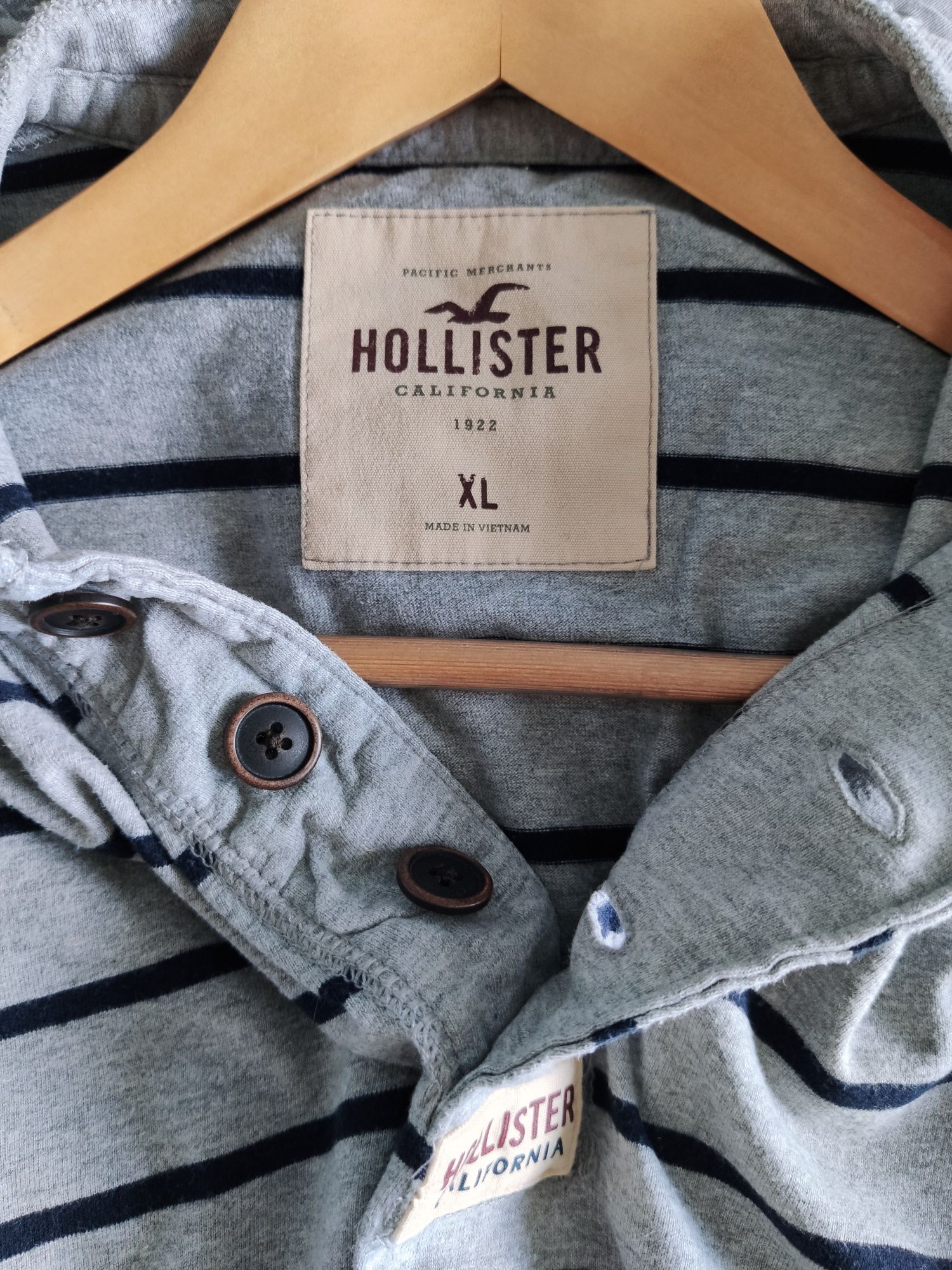 Hollister - szary sweter longsleeve bluzka bawełna XL