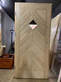 Drzwi Drewniane Sosnowe Zewnętrzne Jodełka Drewniane DZP-25 CAŁY KRAJ