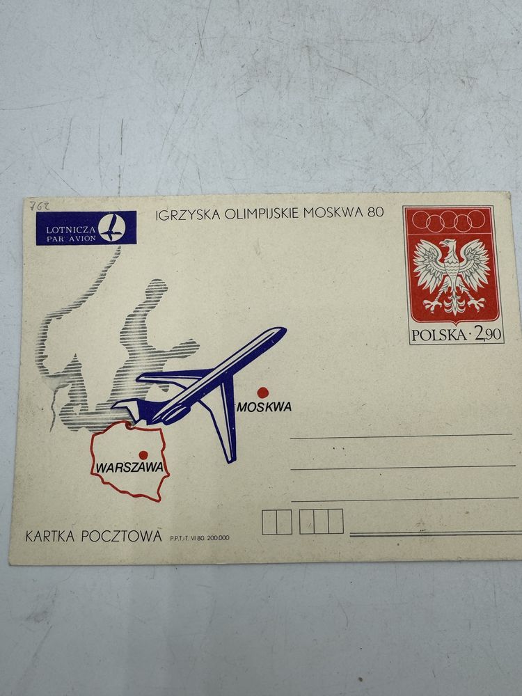 Karta/kartka pocztowa Olimpiada 1980 Moskwa LOT PRL Polska