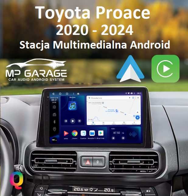 Nawigacja Toyota Proace 2020-24 Android CarPlay/AAuto 4G Montaż FV Gw.