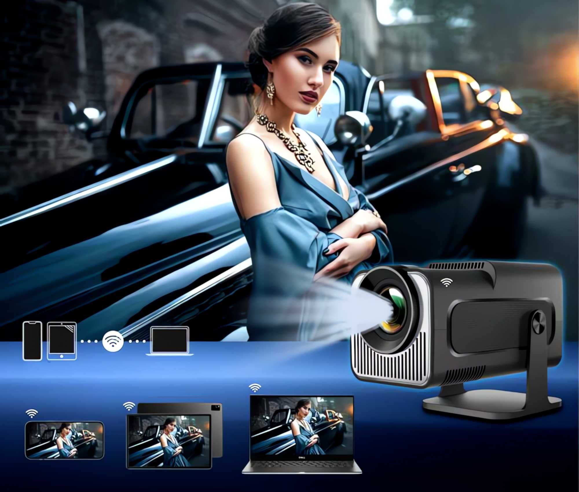 PROJEKTOR 4K Rzutnik 1080P Wifi6 Bluetooth 5 Android Wiele Aplikacji