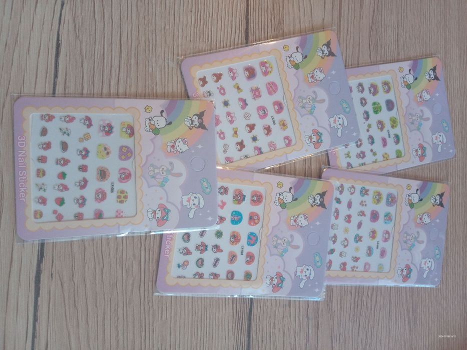 Pięć arkuszy naklejki na paznokcie dla dziewczynki my melody