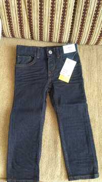 Spodnie dżinsy slim fit, jeansy sli fit H&M, r. 98