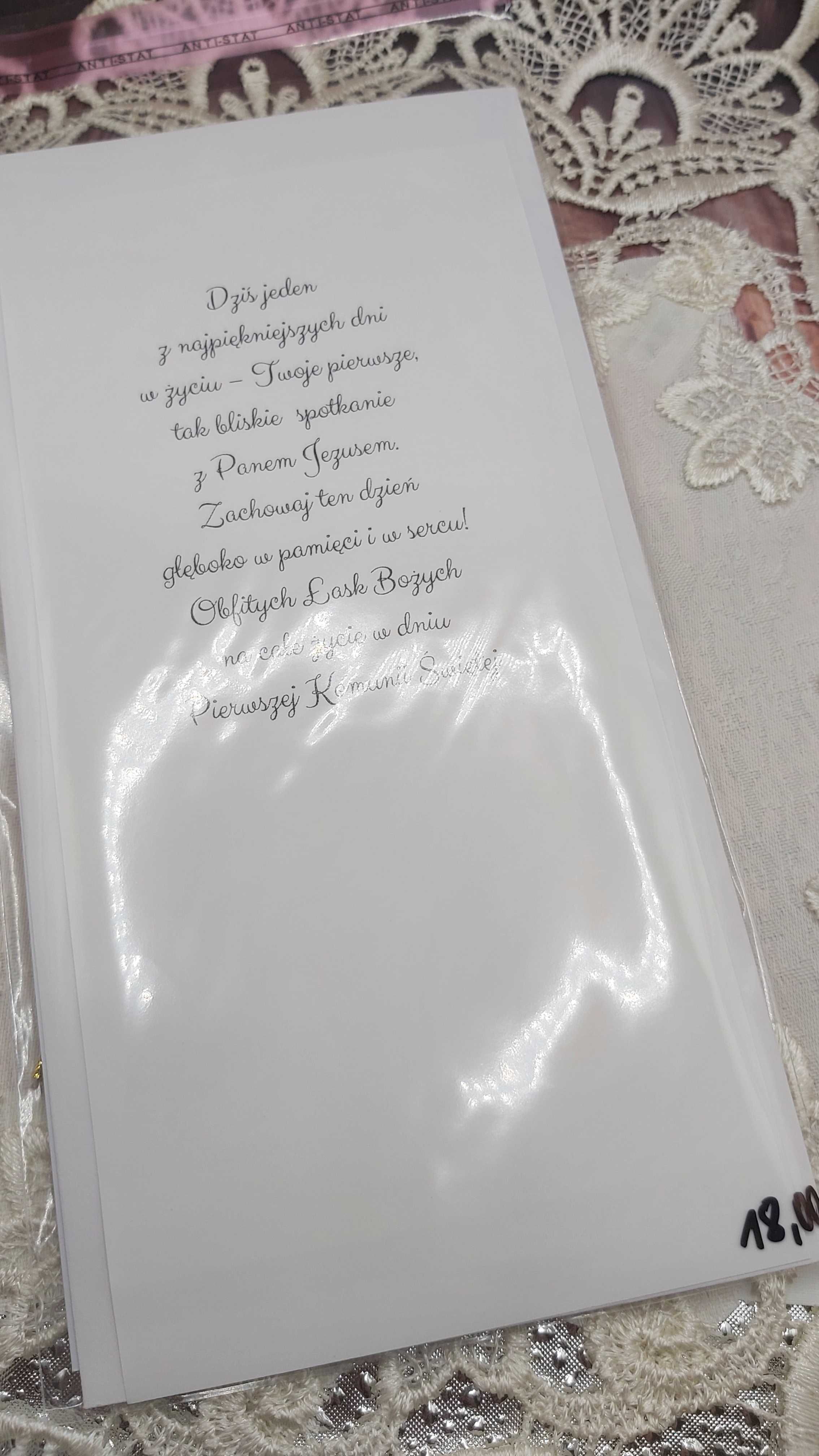 Kartka Pierwsza Komunia Święta dla dziewczynki warstwowa