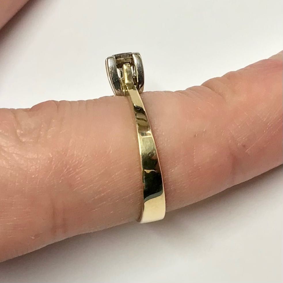 Złoty PIERŚCIONEK 585 14K brązowy DIAMENT 0.4ct 18