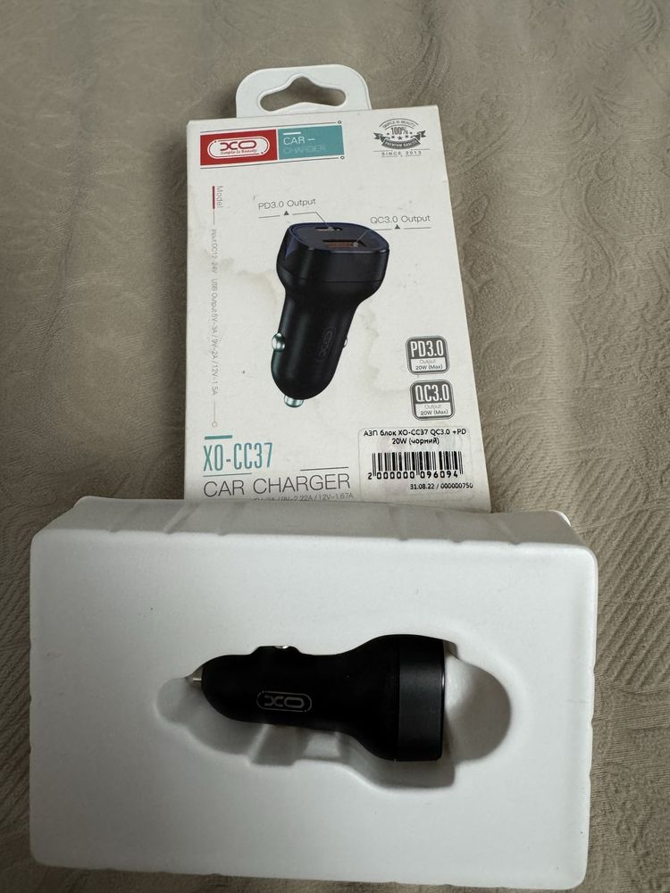Автомобильное зарядное устройство XO CC37 USB-A/USB-C QC&PD3.0 20W 3A