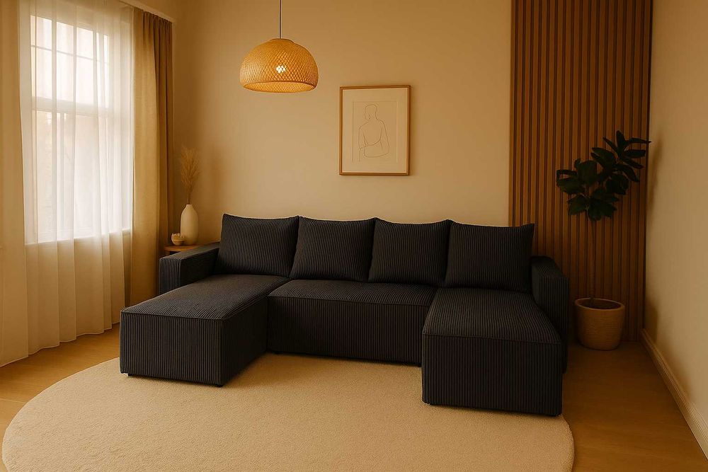 Nowoczesna, wolnostojąca kanapa narożna Luna U, szybka dostawa