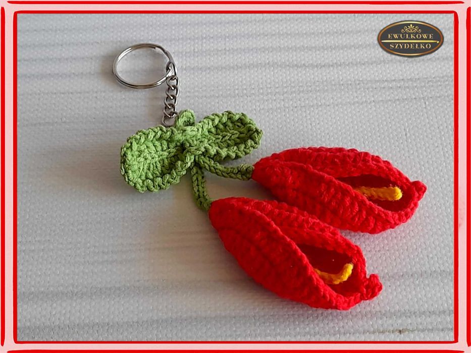 Wisienki wykonane na szydełku - breloczek / brelok / zawieszka.
