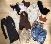 Zestaw ubrań sukienki topy H&M body spodniczki jeansowe garnitur XS