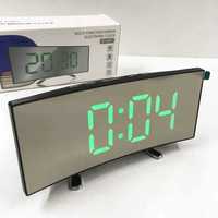 Электронные часы-будильник-термометр DT-6507 USB, батарейки, изогнутые