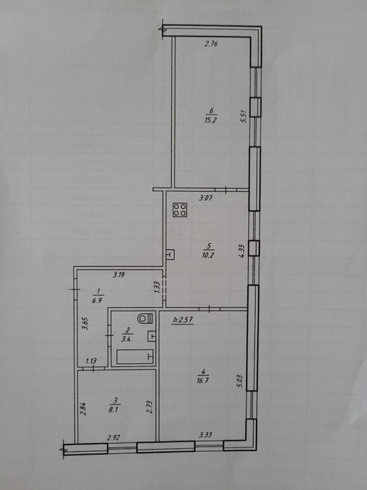 Трьохкімнатна квартира в центрі міста