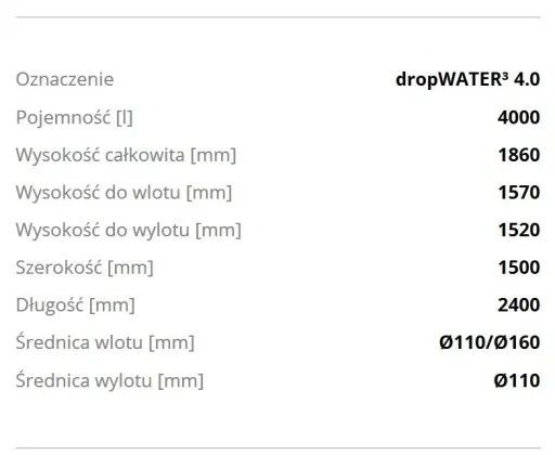 Zbiornik szczelny na deszczówkę,szambo,osadnik. Moja Woda. 4000l