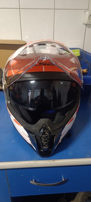 Мотошолом LS2 MX702 Pioneer 2 Namib White Orange XXXL