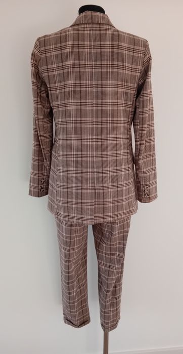 Komplet spodnie i marynarka Sinsay krata róż,brąz, grafit