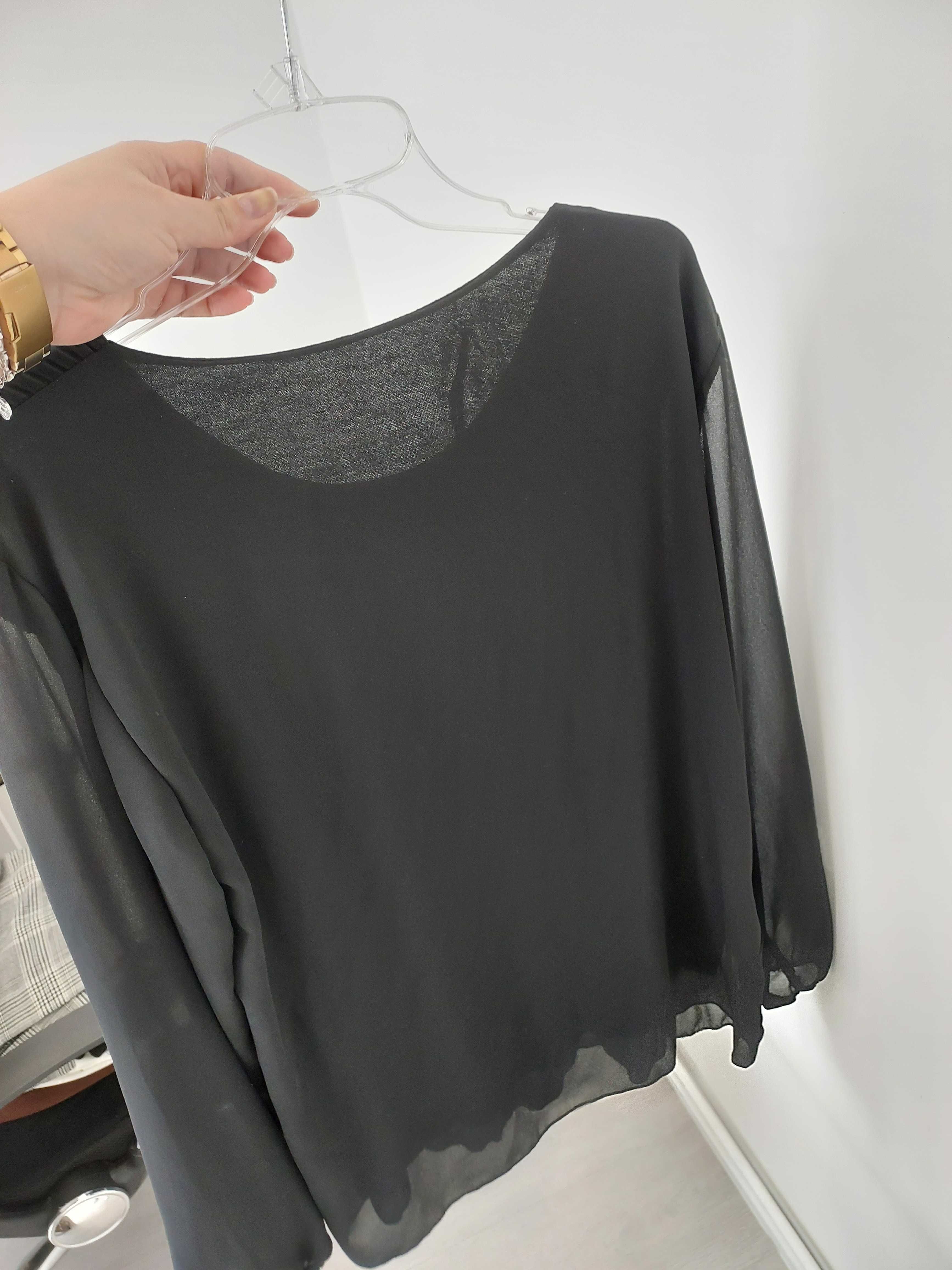czarna plisowana bluzka koszula elegancka made in italy wiskoza
