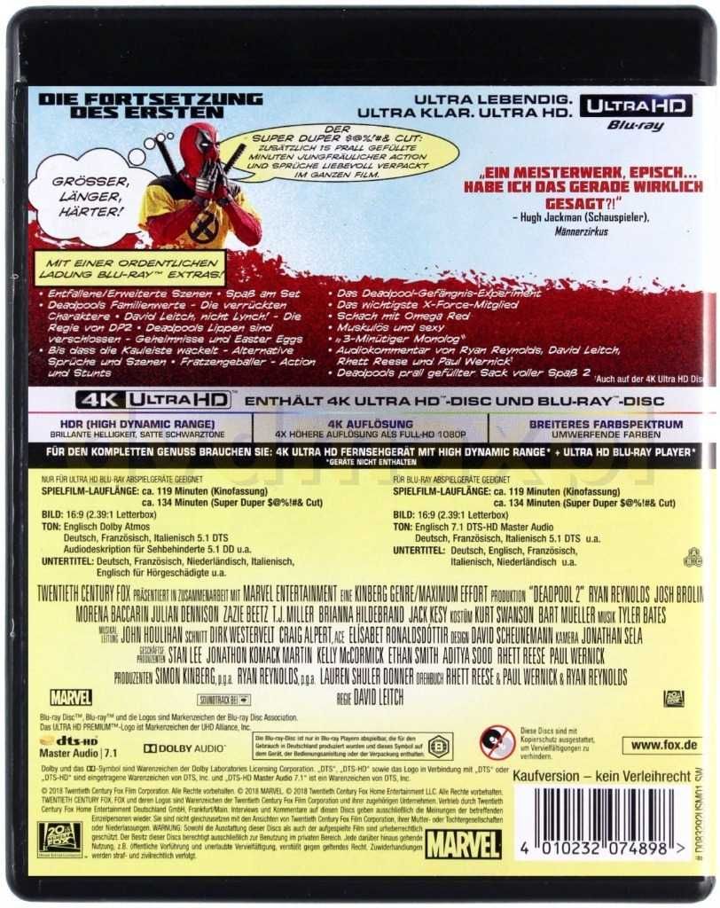 DEADPOOL 2  4K+BLU-RAY 4plyty wersja Polska