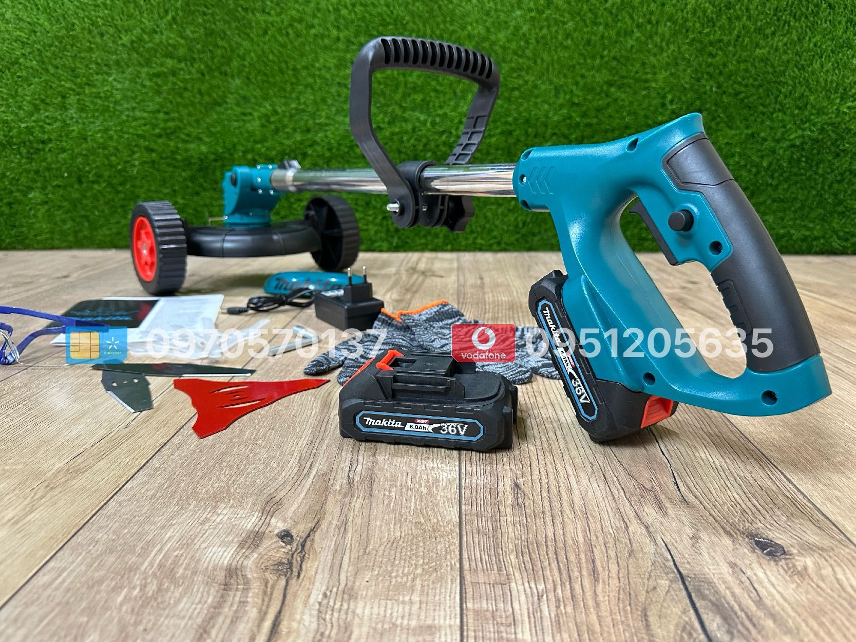 Акумуляторний триммер косарка Makita DUR181BL 36V 6Ah + насадка колеса