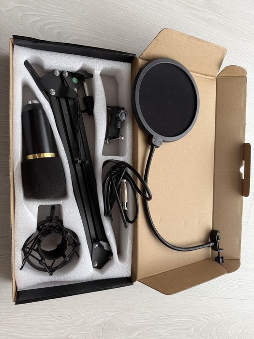 Микрофон BM800 комплект (стойка, паук, поп-фильтр)