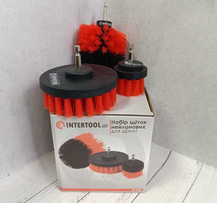 Набор щеток нейлоновых для дрели, 5, 8, 10см INTERTOOL BT-0301