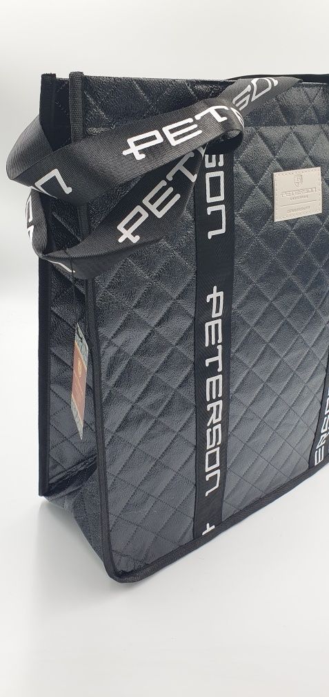 Czarna torba na zakupy shopper bag shopperka na codzień do pracy