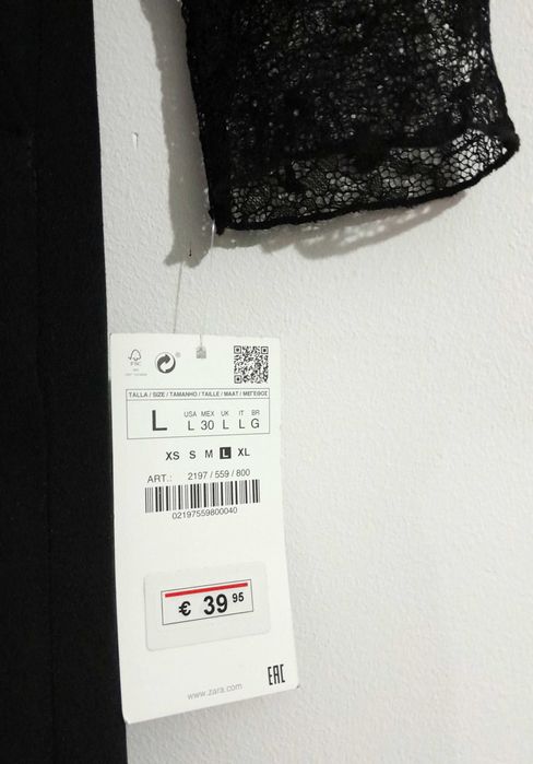 Macacão / Jumpsuit preto c/efeito renda da Zara T: L Novo c/etiqueta
