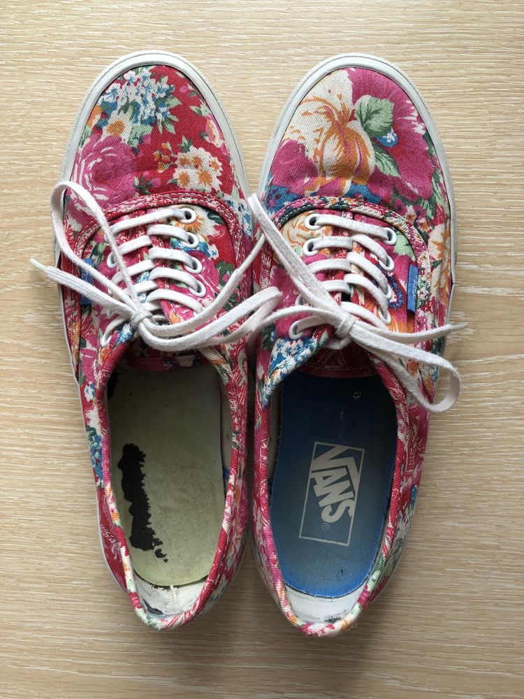 Vans Authentic vansy różowe kolorowe w kwiaty na cienkiej podeszwie