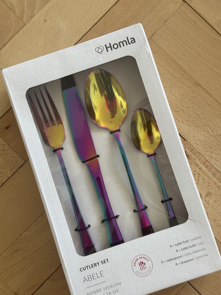 Sztućce Homla Abele komplet sztućców 16 sztuk fioletowe kolorowe
