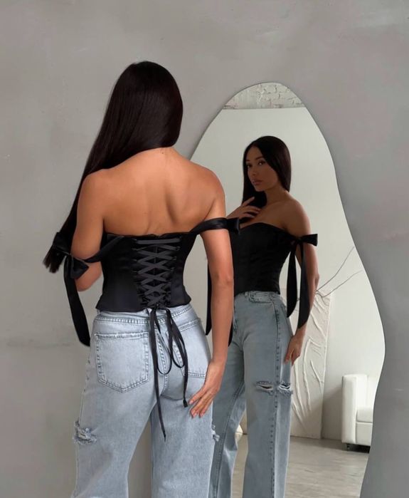 Корсет топ корсетний чорний білий червоний блакитний