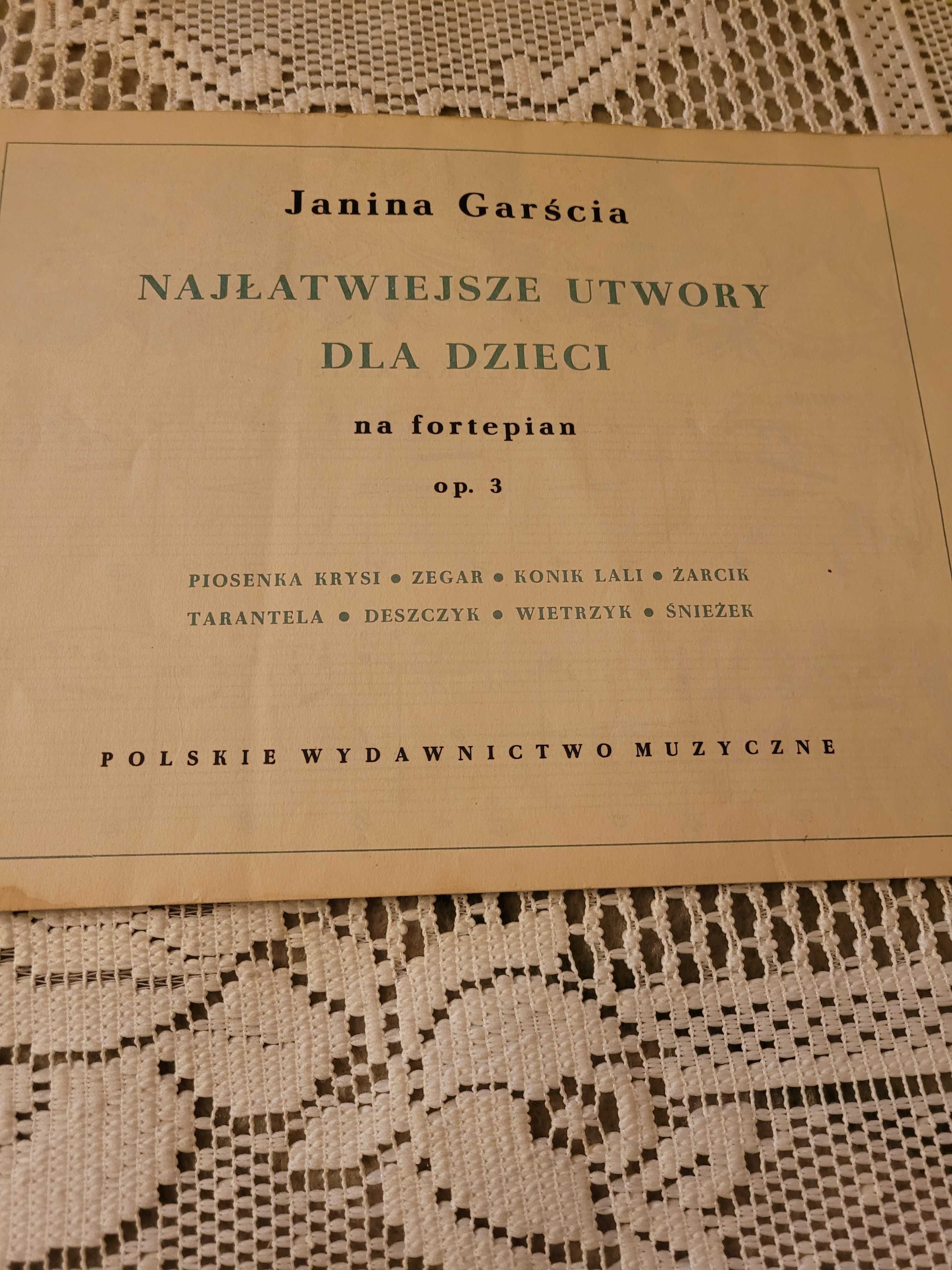 Stare nuty " Najłatwiejsze utwory dla dzieci na fortepian " J. Garścia
