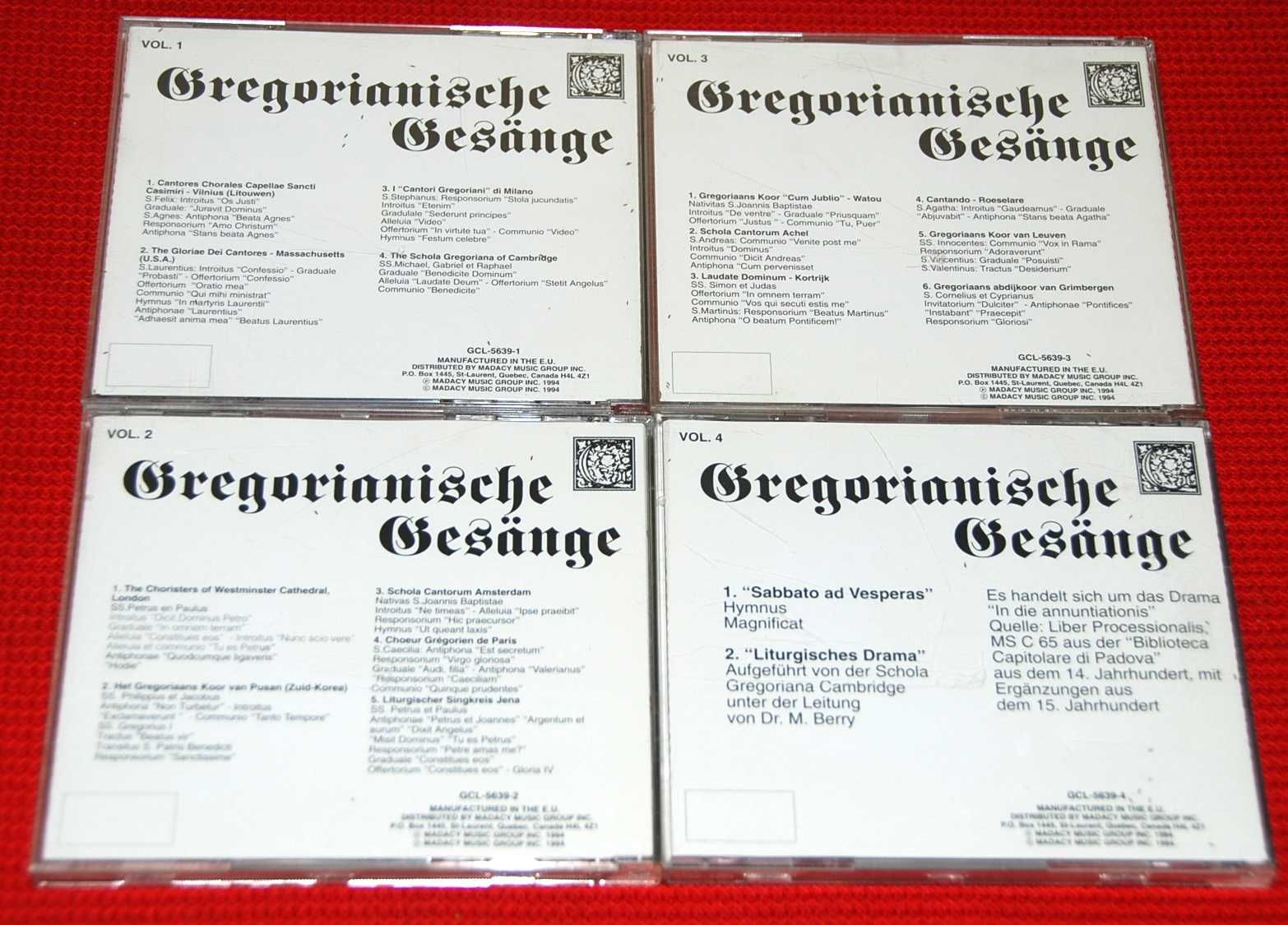 4 CD Gregorian Chants chór gregoriański Gregorianische Gesänge