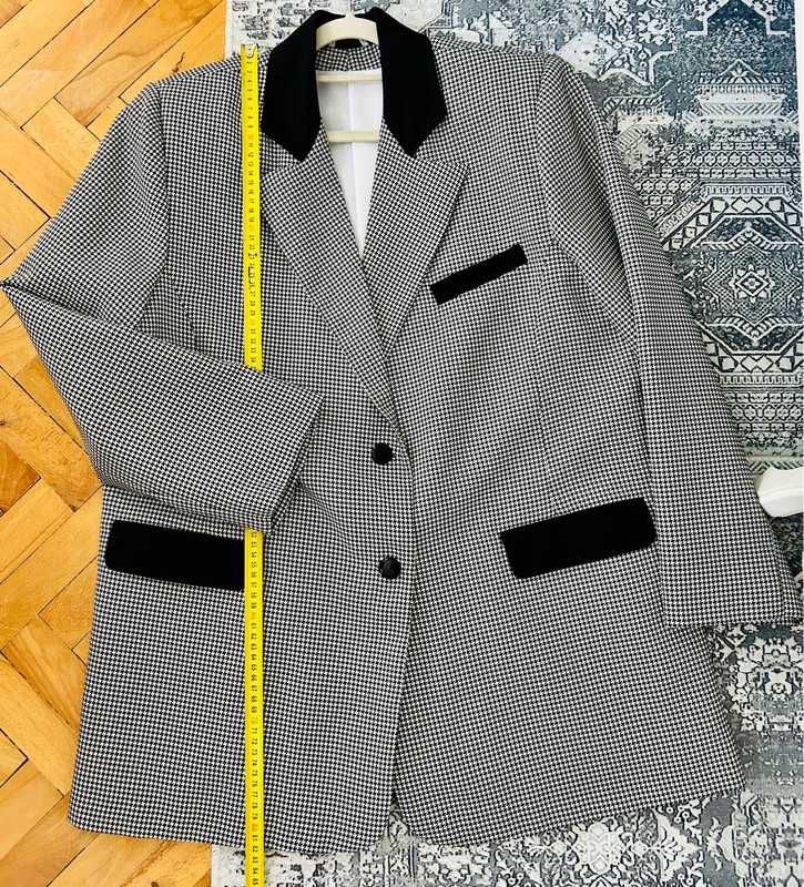 marynarka pepitka oversize retro