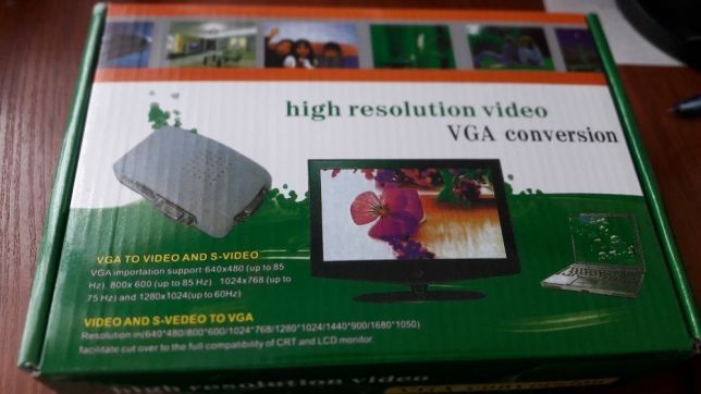 Конвертер из AV(RCA тюльпан, S-Video)->VGA +КАБЕЛЯ(AV->монитор)av2vga