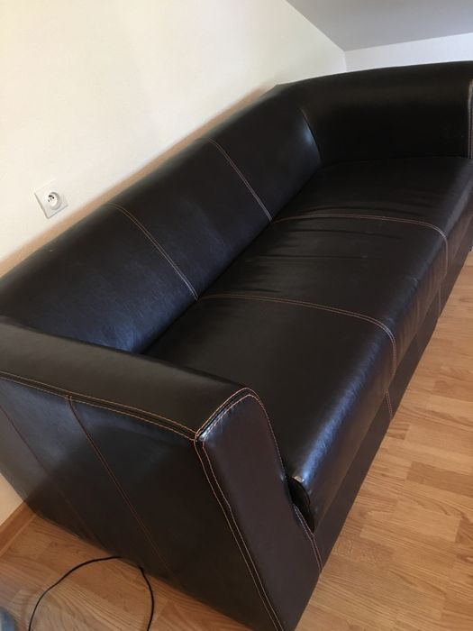 Sofa ekoskóra ciemny brąz